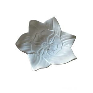 Cream Color Magnolia Flower Ceramic Catch All Dish